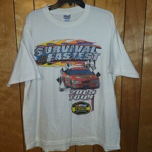2005 Nascar Survival of the Fastest Shirt XL Short Sleeve Double Sided WHITE A4
